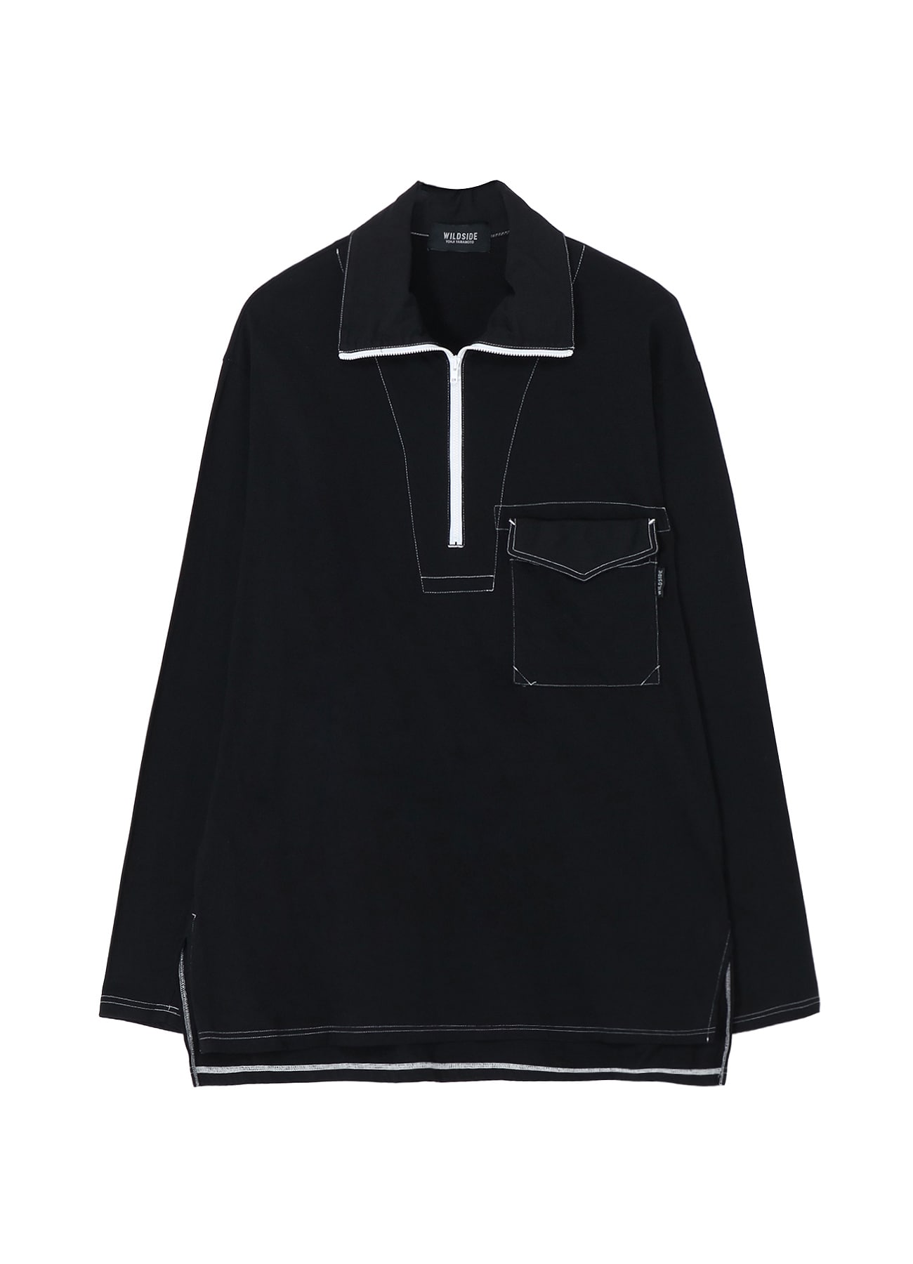 Cotton Jersey Half Zip Long Sleeve T-shirt (Garment Dye)