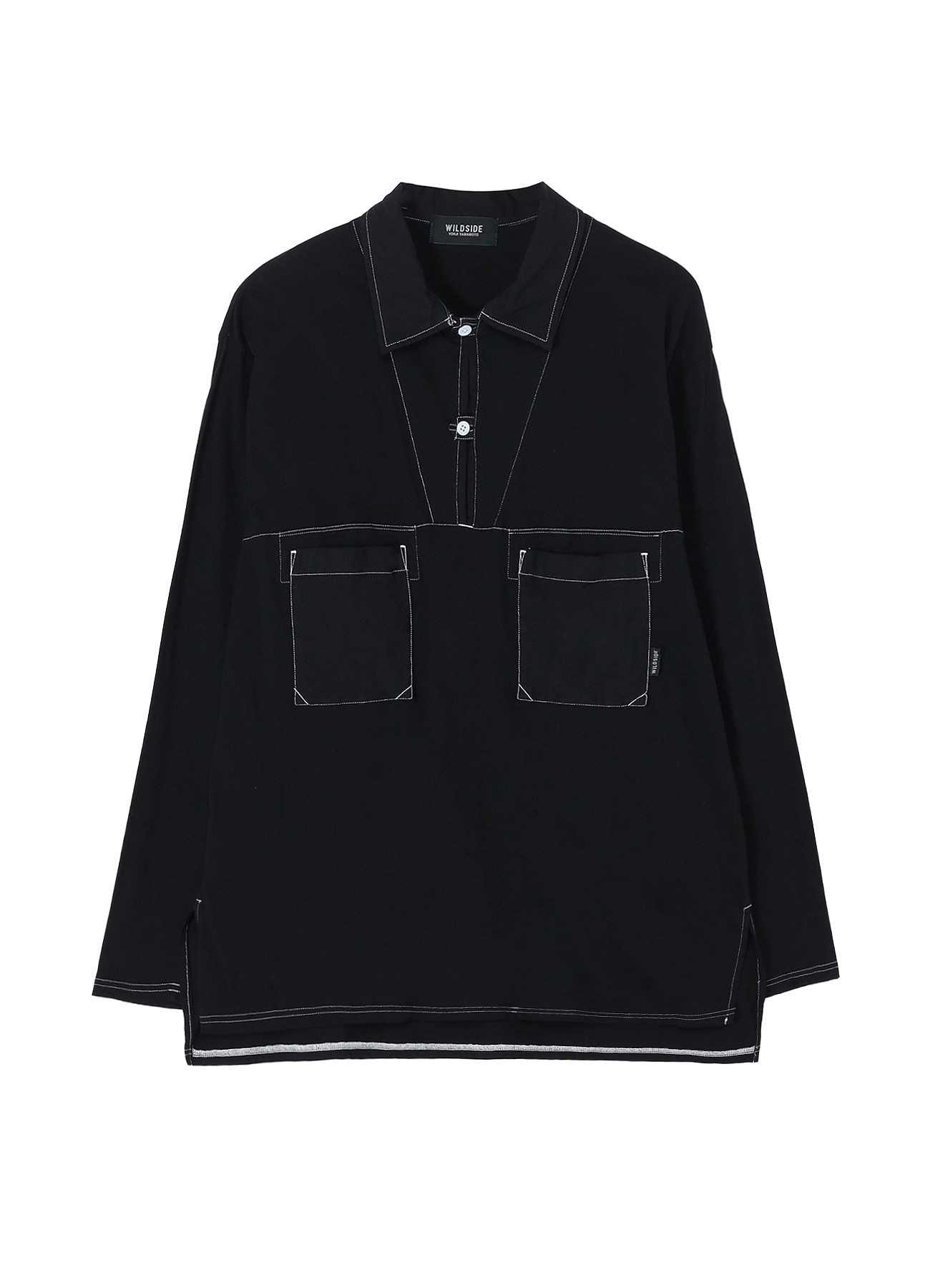 Cotton Jersey Collared Pocket  Long Sleeve T-shirt (Garment Dye)