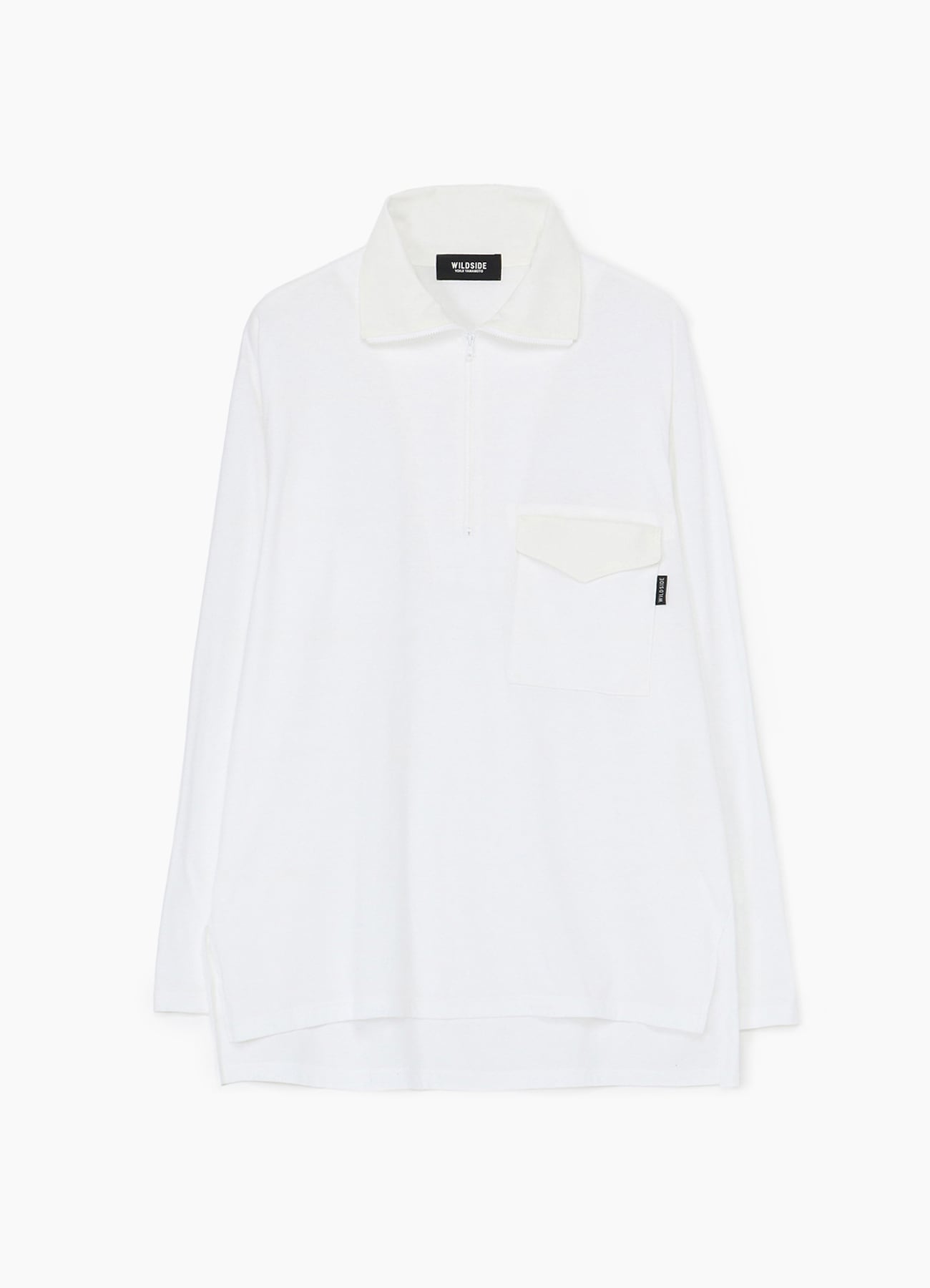 Cotton Jersey Half Zip Long Sleeve T-shirt