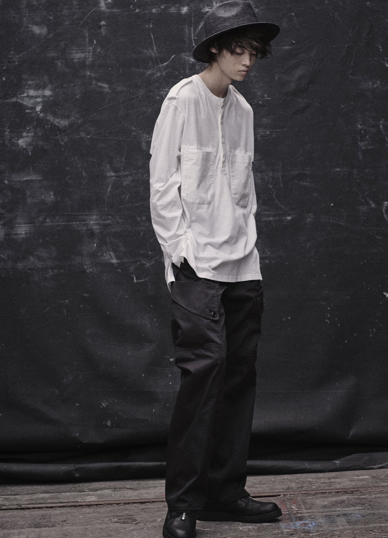 Cotton Jersey Shoulder Strap Henley Neck Long Sleeve T-shirt_2