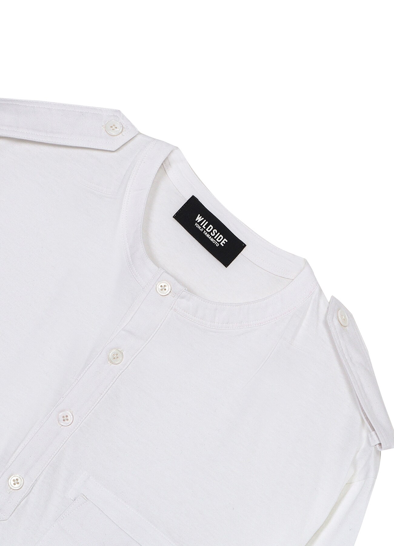 Cotton Jersey Shoulder Strap Henley Neck Long Sleeve T-shirt_4