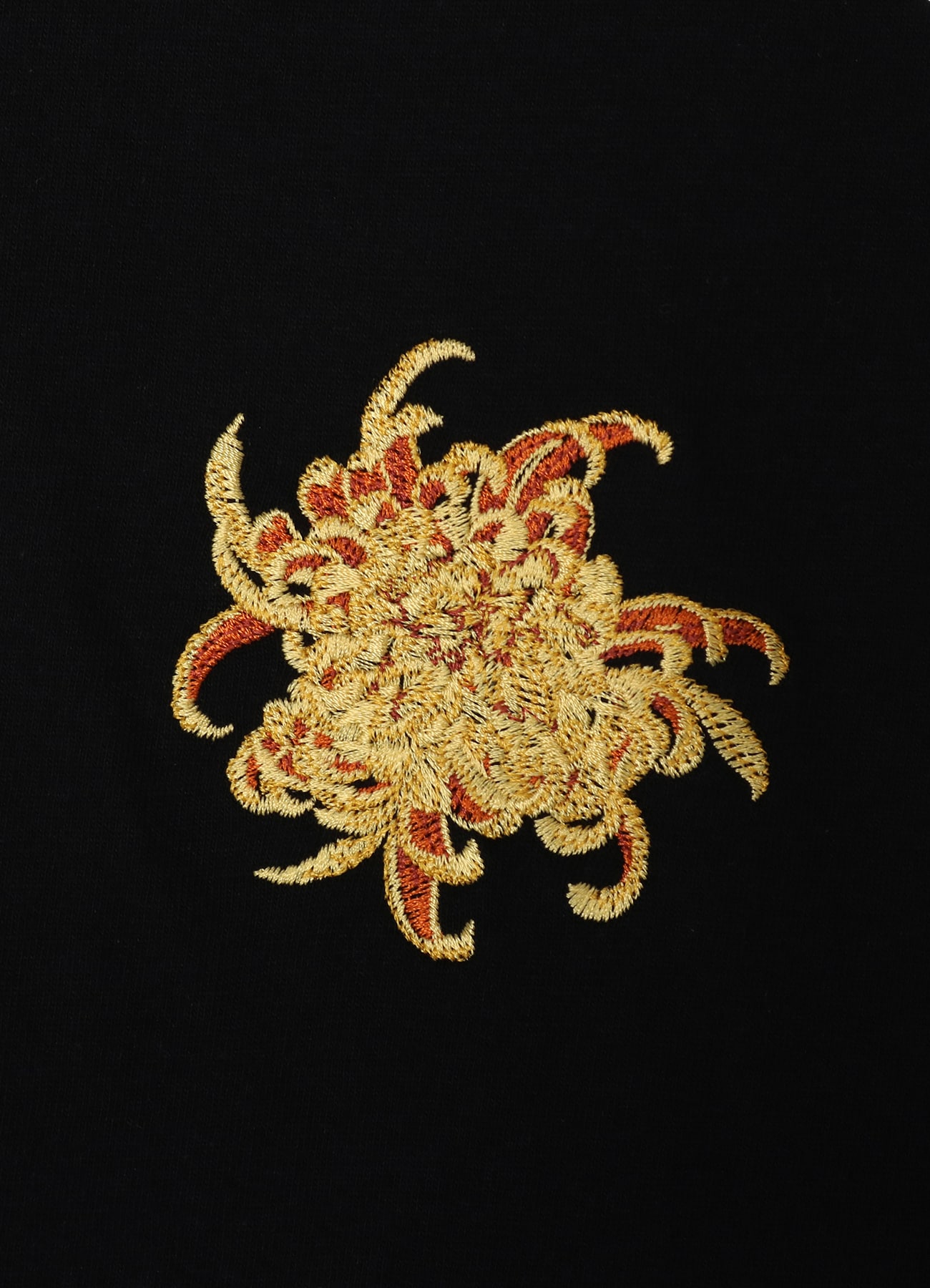 Embroidery Long Sleeve T-shirt (Chrysanthemum)(M BLACK): YOHJI