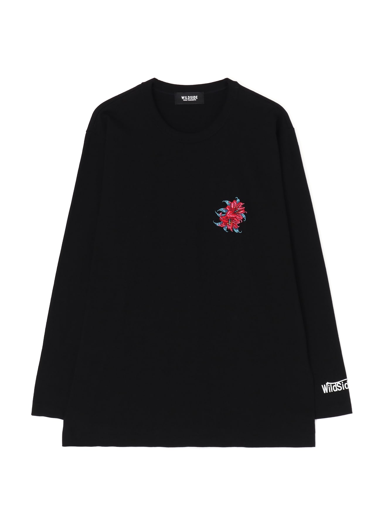 Embroidery Long Sleeve T-shirt (Lily)(M BLACK): YOHJI YAMAMOTO 