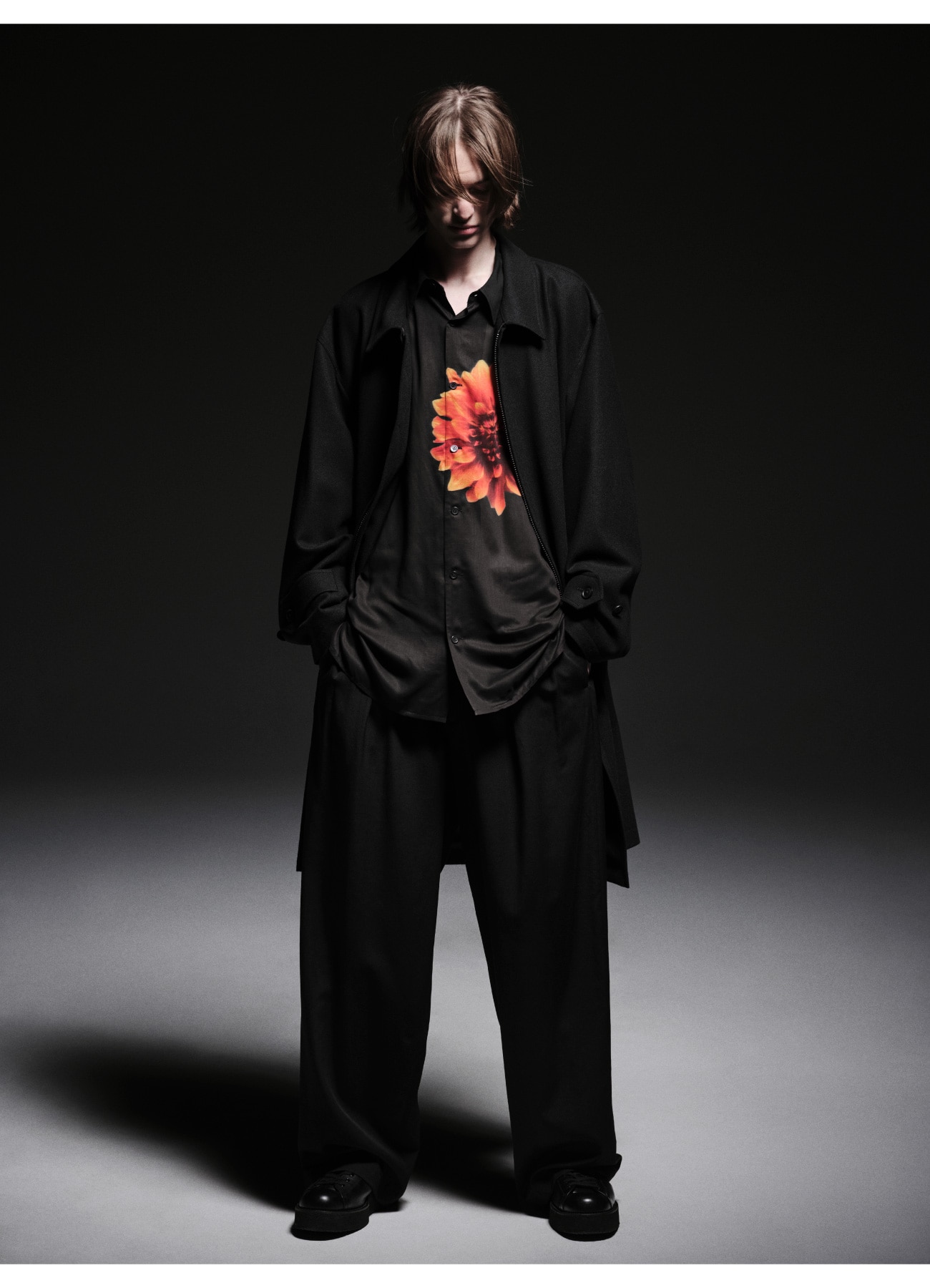 【2/11 12:00 release】Orange Dahlia Print Shirt_3