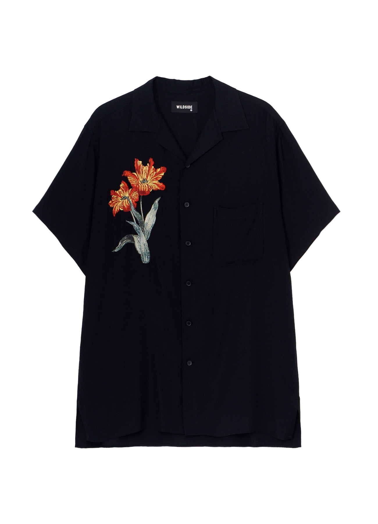 【6/17 12:00 release】Flower Embroidery Open Collar Short Sleeve Shirt_1