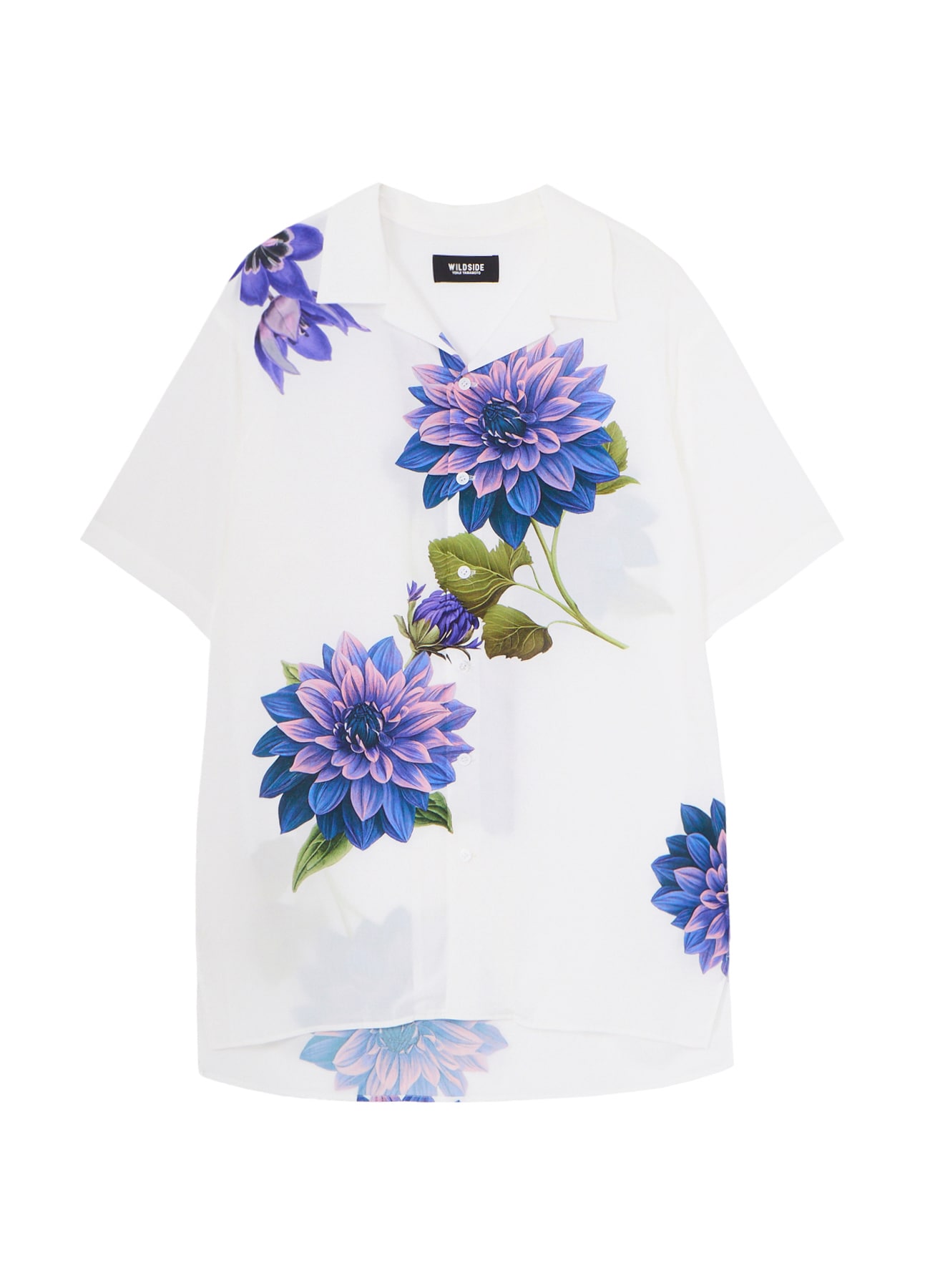 【7/15 12:00 発売】Blue Dahlia Print Open Collar Short Sleeve shirt