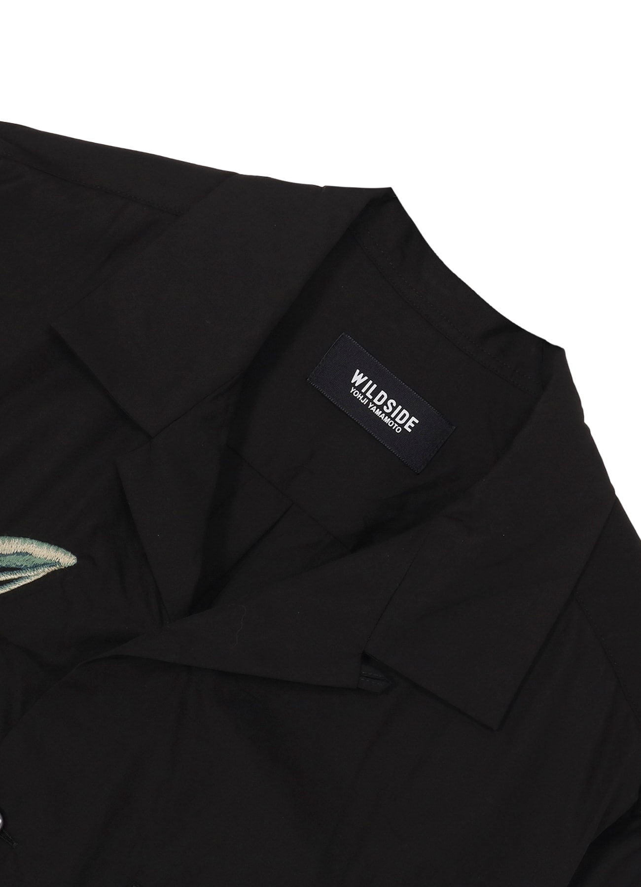 Tulip Embroidery Open Collar Shirt(M Black): YOHJI YAMAMOTO