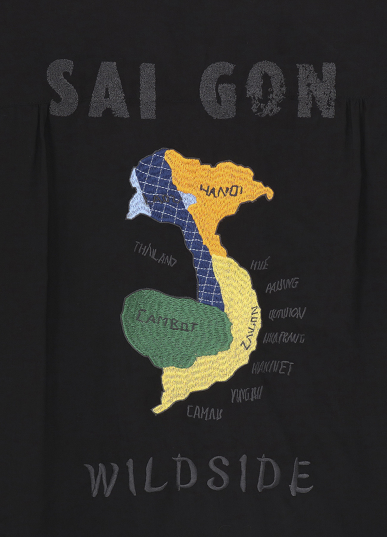 Embroidery Short Sleeve Shirt(Vietnam)(FREE SIZE Black