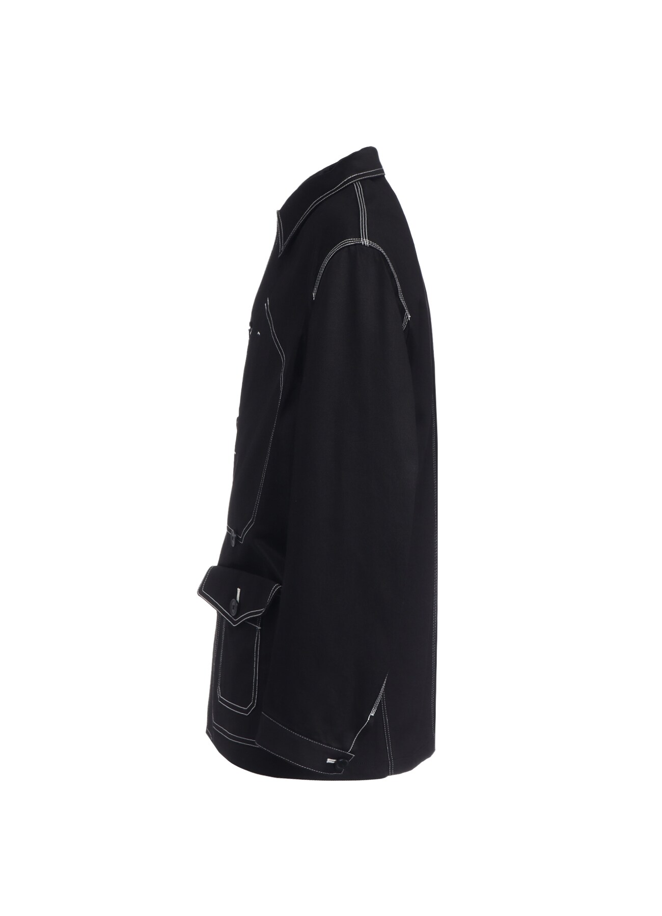 Cotton Chino White Stitch Shirt Jacket(XS BLACK): YOHJI