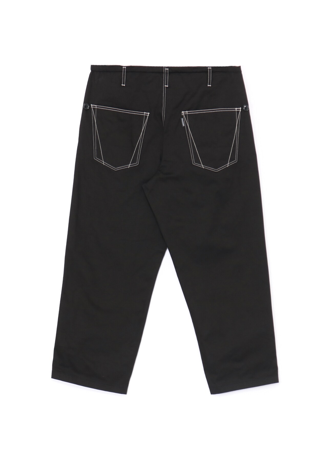 Cotton Chino White Stitch Draw String Pants(S BLACK): YOHJI